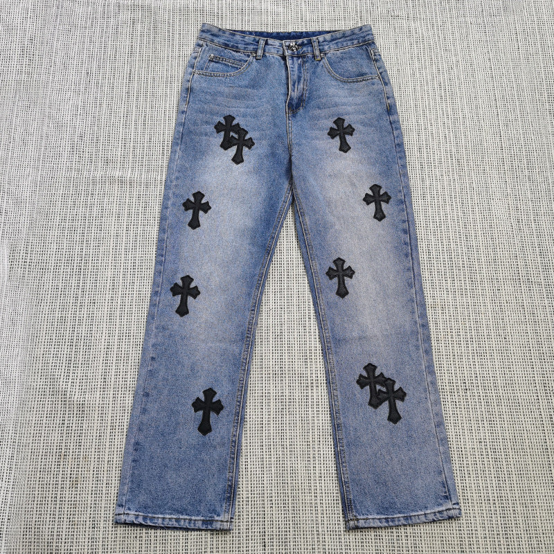 Loose Printed Straight Jeans Chrome Hearts