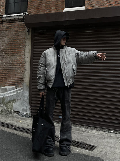 Retro Pleated Baseball Jacket