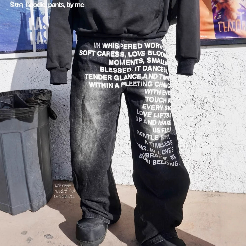 Retro hip-hop street washed jeans