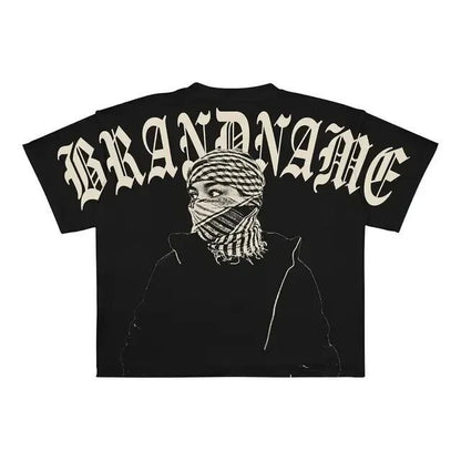 Men's printed punk casual short-sleeved shirt