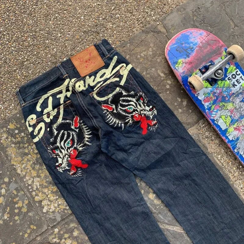Straight-leg retro loose wide-leg jeans
