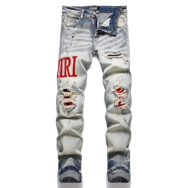 Distressed Patch Jeans Amiri