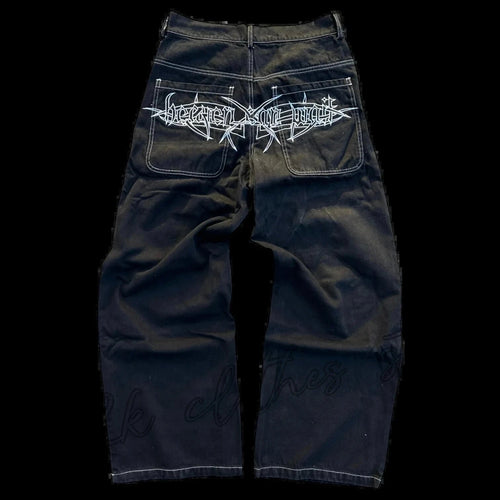 Mens Washed Cotton Wide Leg Jeans