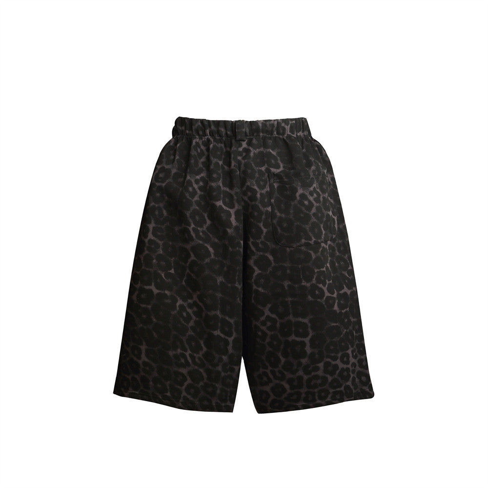 Men's Leopard Print Cotton Blend Casual Shorts