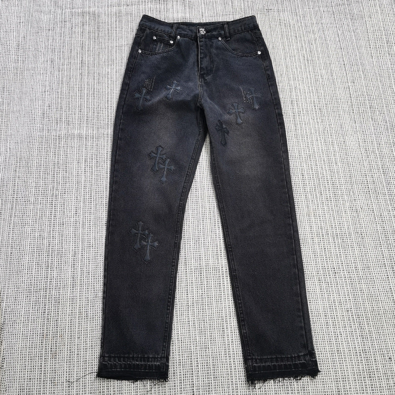 Loose Printed Straight Jeans Chrome Hearts