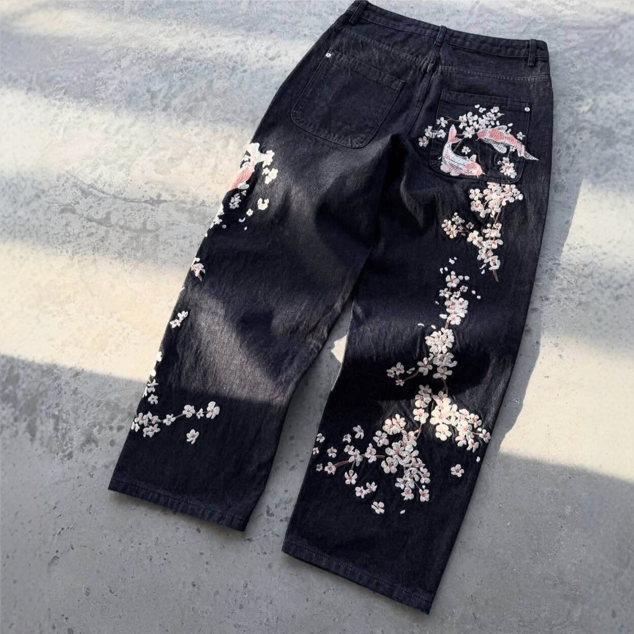 Japanese Style 3D Printed Cherry Blossom Casual Pants