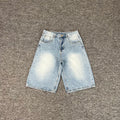 Embroidered denim shorts