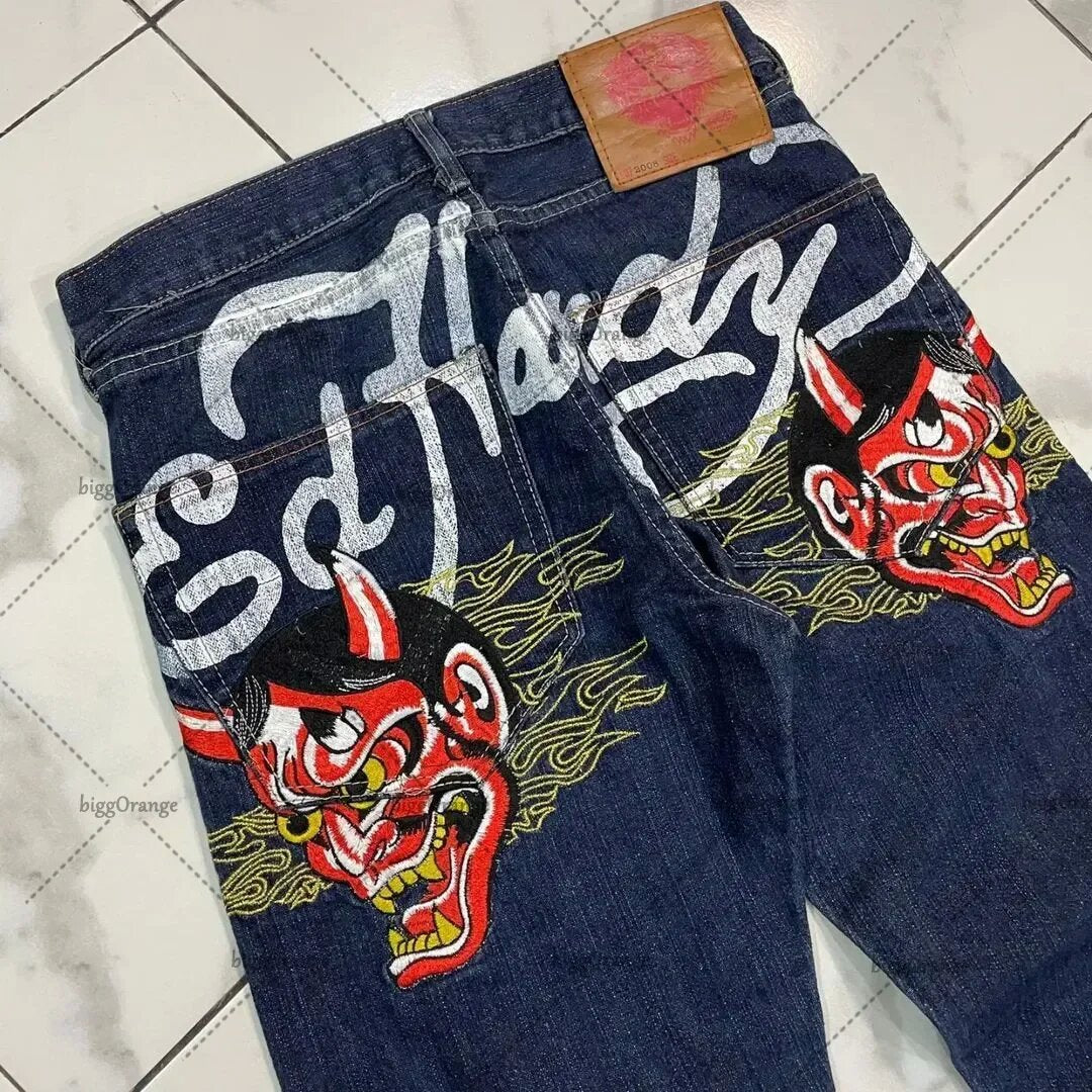 Straight-leg retro loose wide-leg jeans