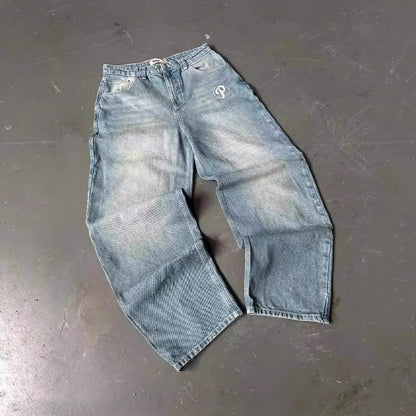 High Waist Wide Leg Cotton Jeans