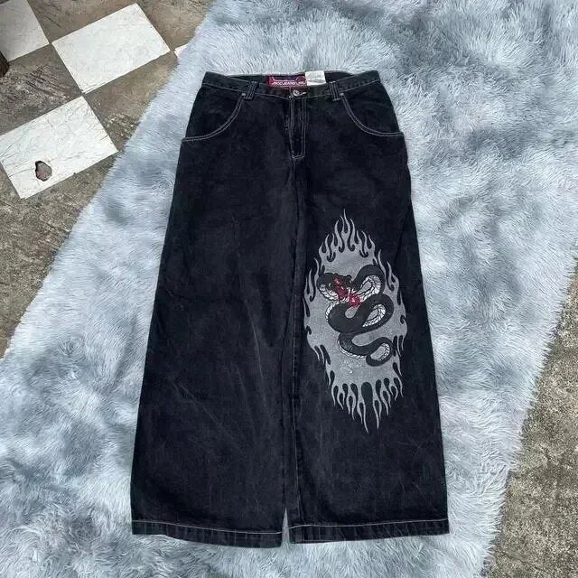 Hip-hop style straight-leg jeans