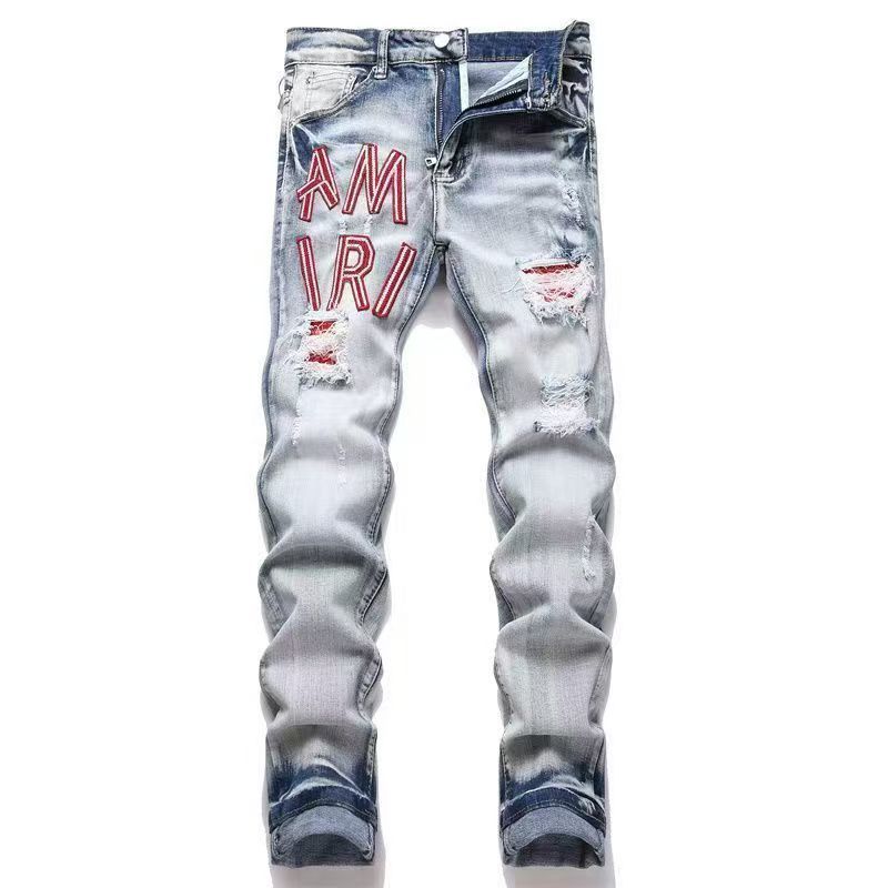 Distressed Patch Jeans Amiri