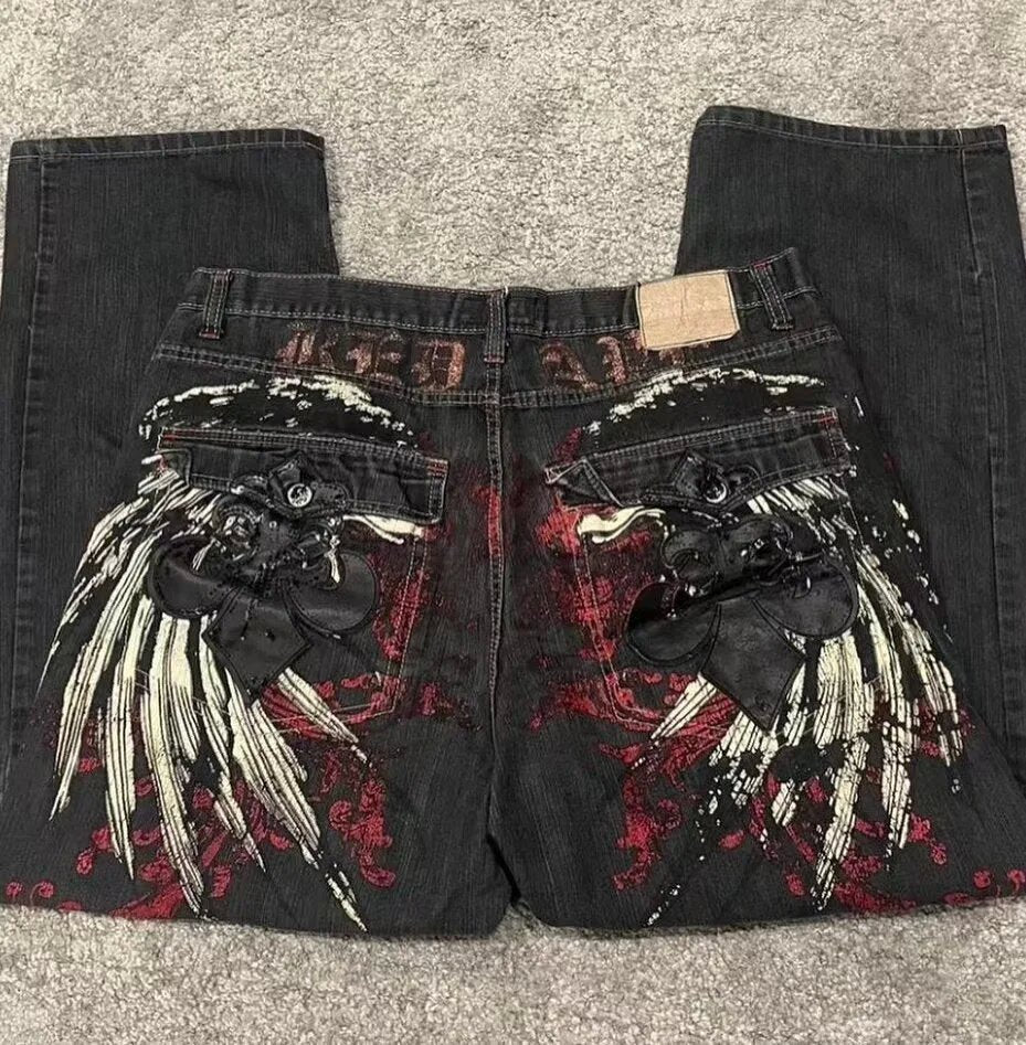 Hip-hop style straight-leg jeans