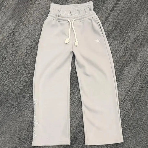 Embroidered Double Waist Sweatpants