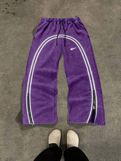 Casual Zipper Sweatpants Men Women
