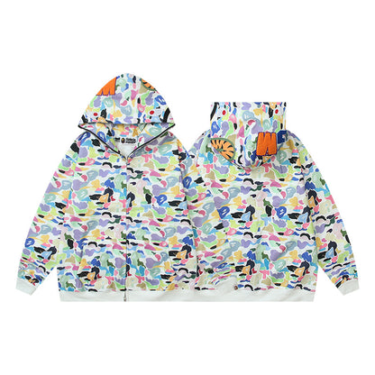 Hooded Cardigan Zipper Fleece Sweatshirt
