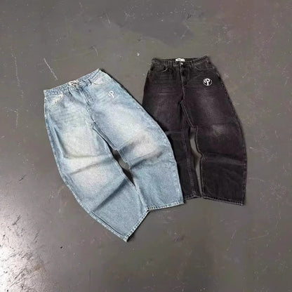 High Waist Wide Leg Cotton Jeans