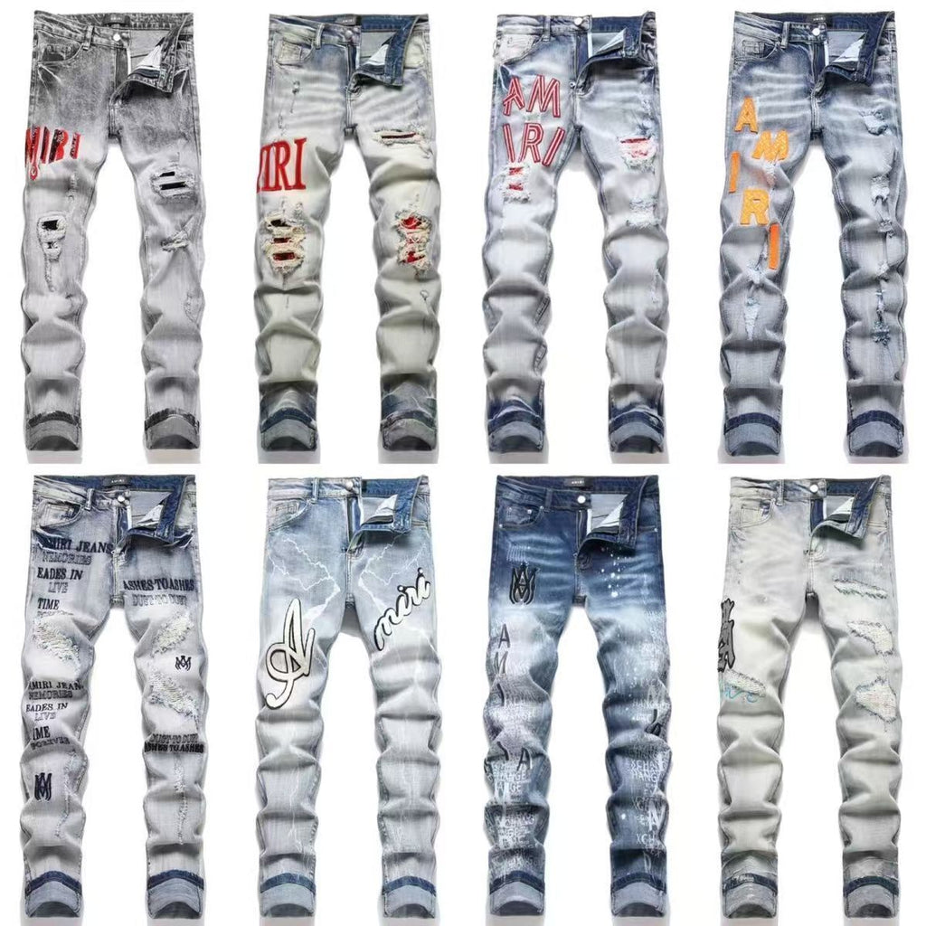 Distressed Patch Jeans Amiri