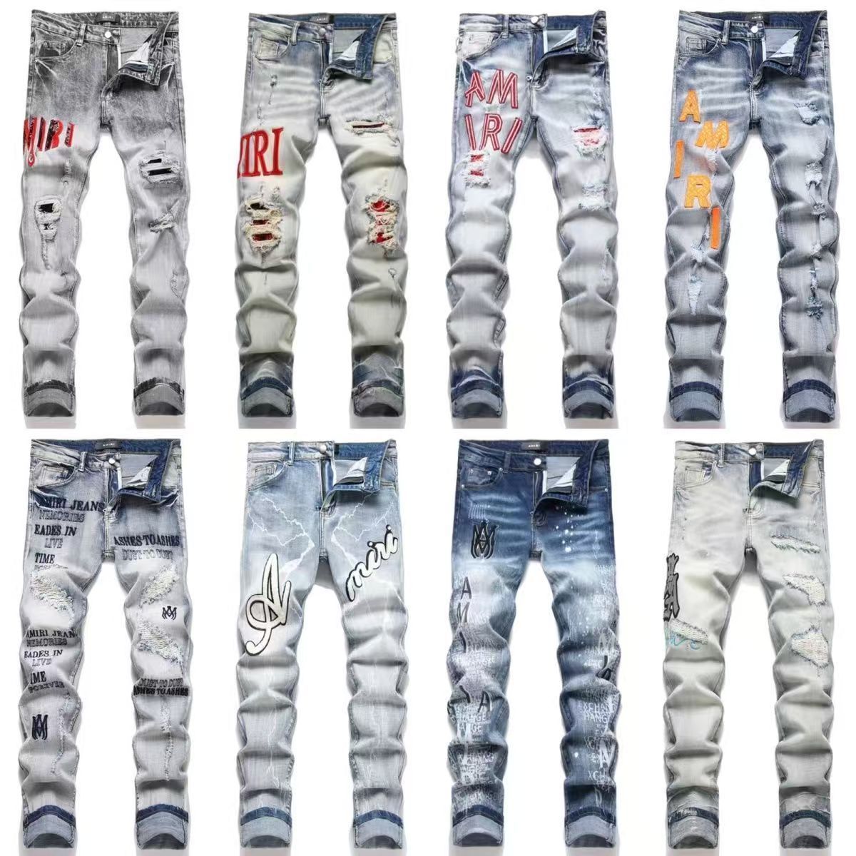 Distressed Patch Jeans Amiri