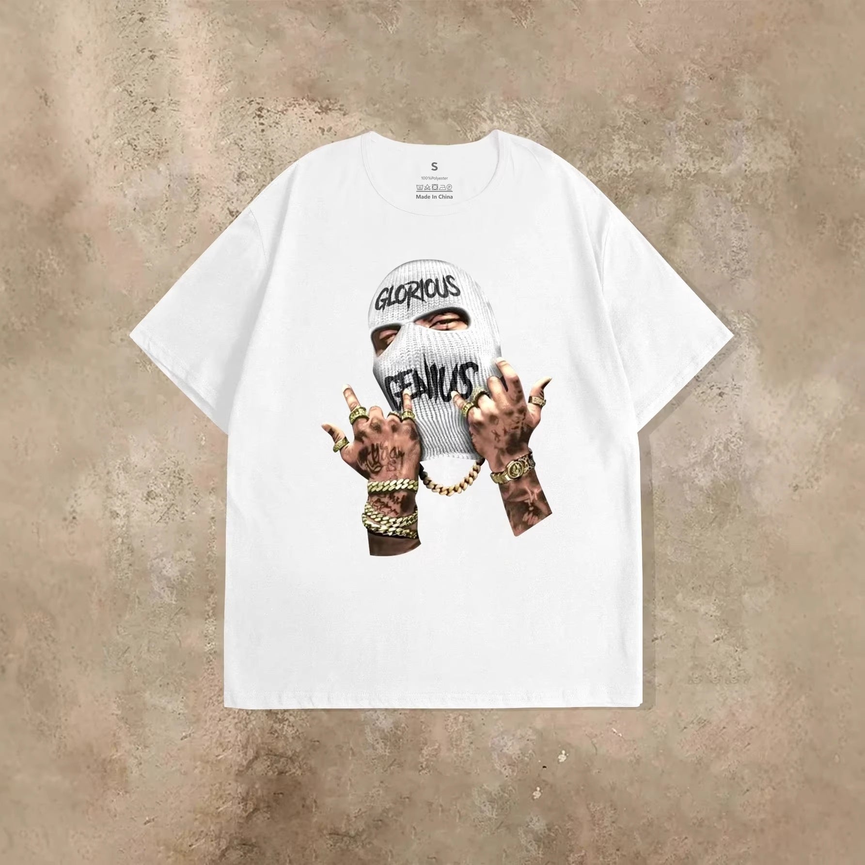 Hip-Hop Style Retro Cotton Round-Neck T-Shirt