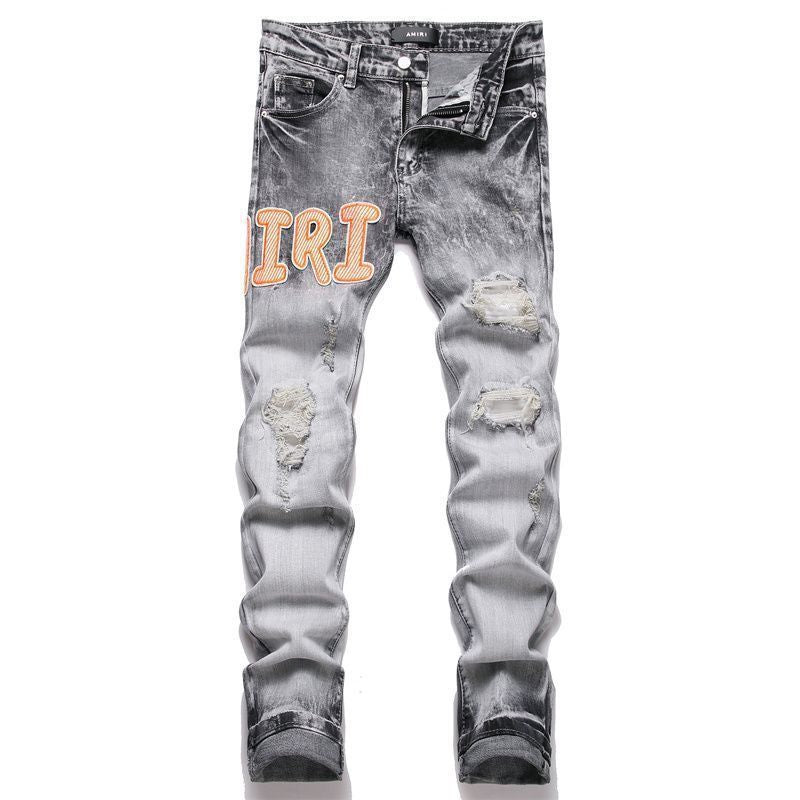 Distressed Patch Jeans Amiri