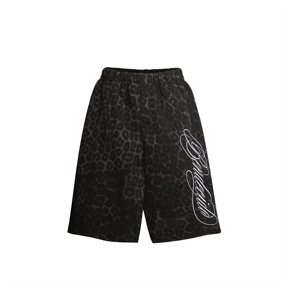 Men's Leopard Print Cotton Blend Casual Shorts