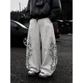 Retro Printed Straight Leg Casual Pants