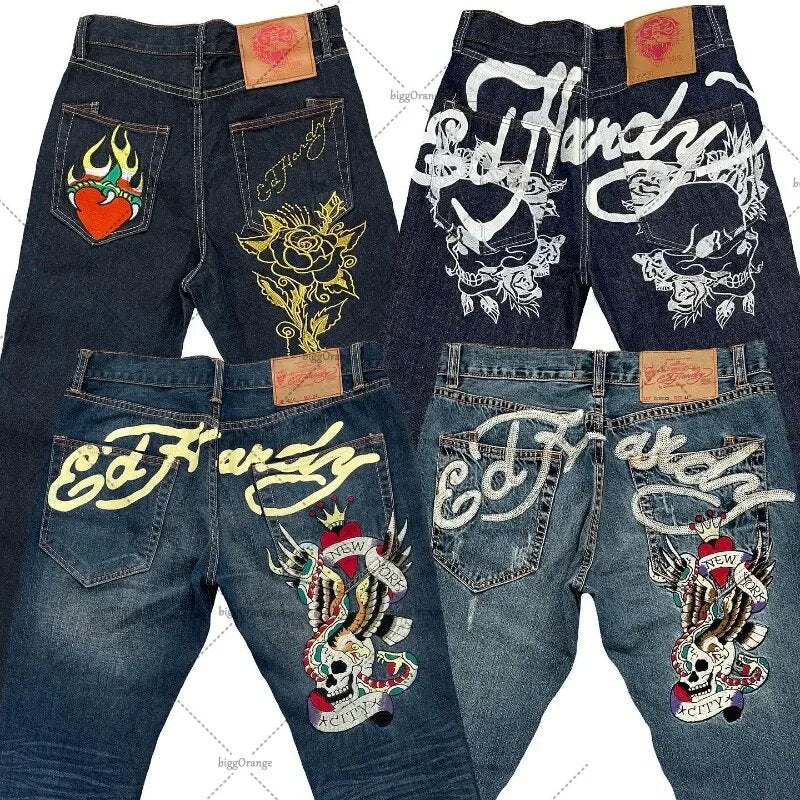 Straight-leg retro loose wide-leg jeans