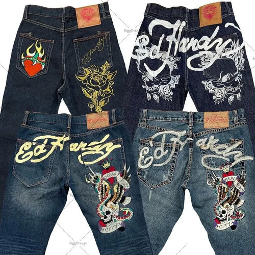 Straight-leg retro loose wide-leg jeans