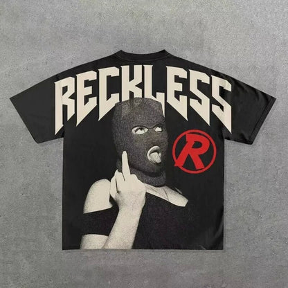 Men's printed punk casual short-sleeved shirt