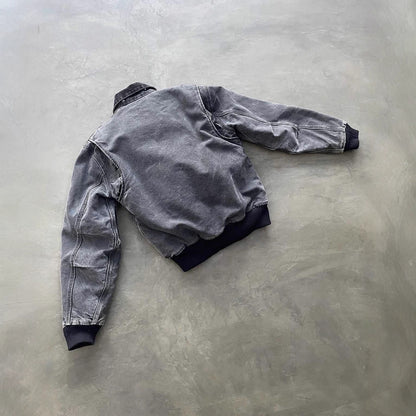 Washed denim jacket for men's autumn and winter warmth