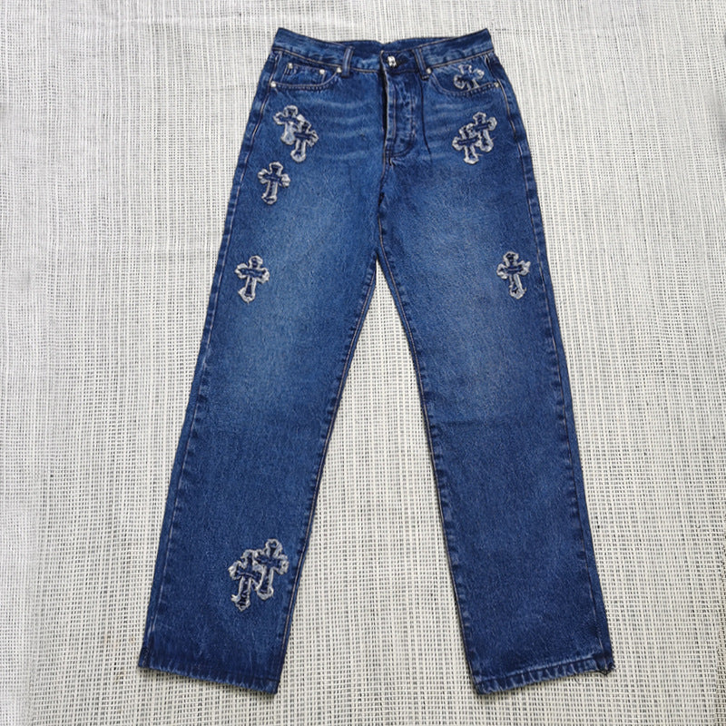 Loose Printed Straight Jeans Chrome Hearts